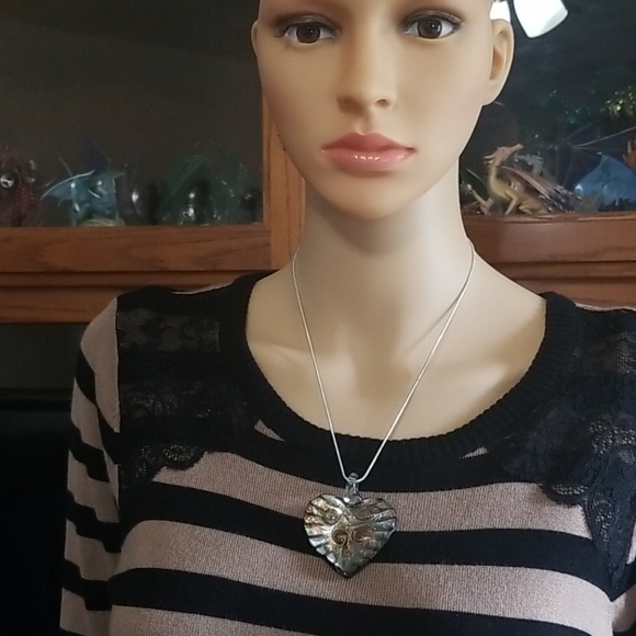 925 Reversible heart pendant necklace - Picture 2 of 6